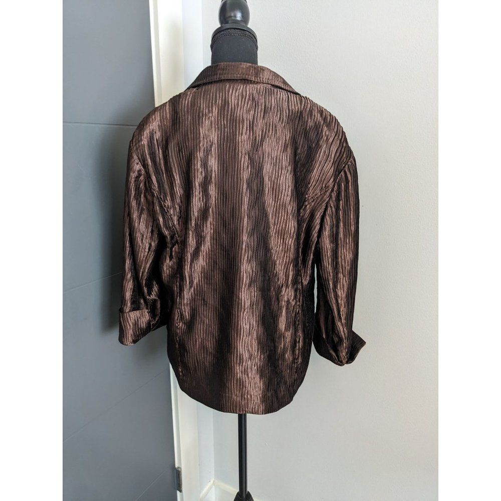 NWT Chico's Luminous Ripple Merrin Jacket in‎ Brooklyn Brown - 2 - Picture 2 of 8